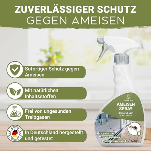 Ameisenspray 500 ml - Hochwirksames Anti Ameisen Spray - Mittel gegen Ameisen mit Sofortwirkung für Innen & Außen, Laborgeprüft und zuverlässig