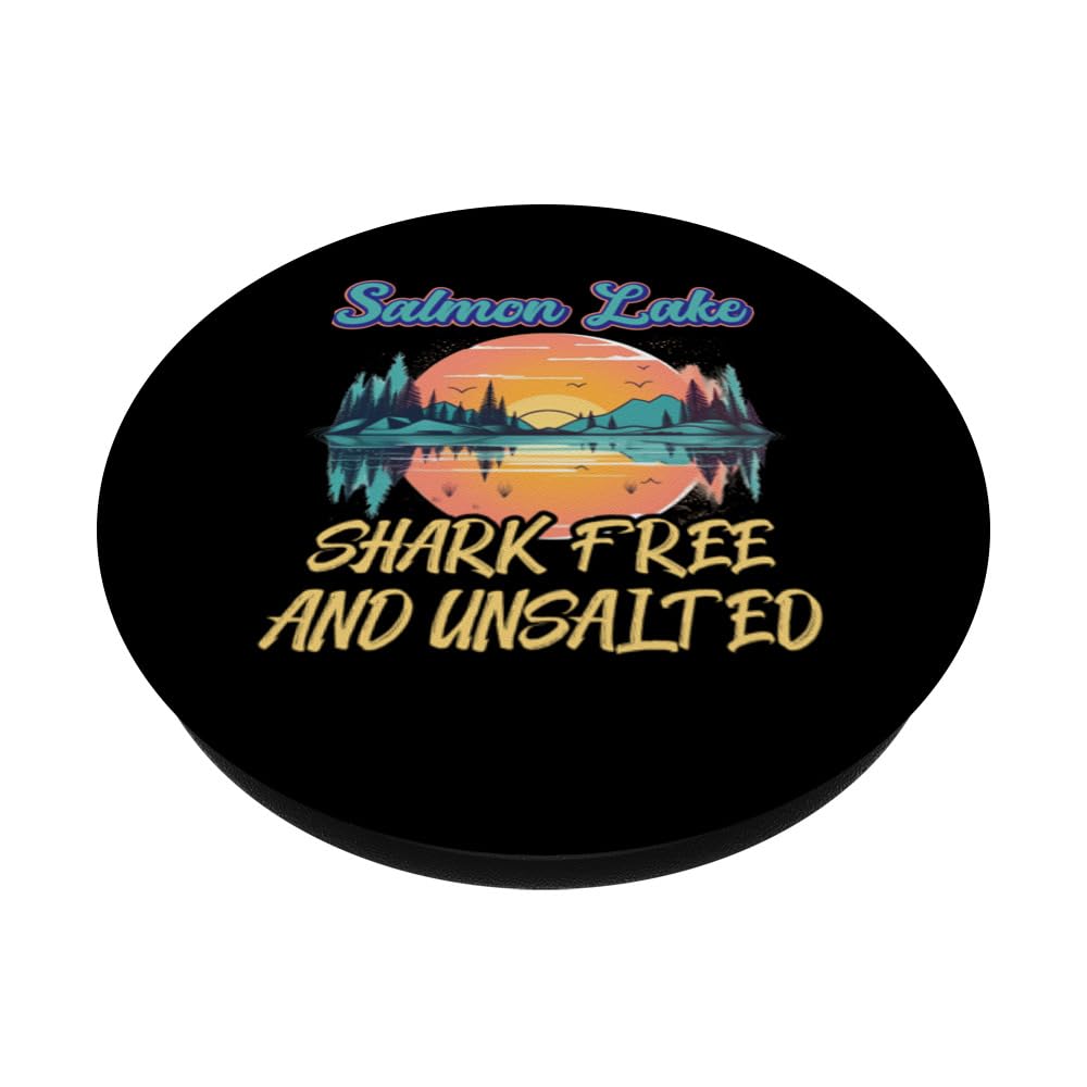 Salmon Lake Shark Free And Unsalted Lake Escape Sanctuary PopSockets Swappable PopGrip, Black - Image 2
