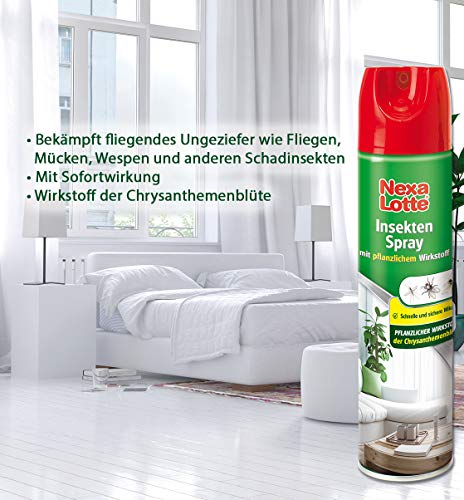 Foto von Nexa Lotte Insektenspray Spray, gegen Fliegen, Mücken, Wespen, u.a. sowie Ungeziefer, schnelle Sofortwirkung, 400 ml, Grün