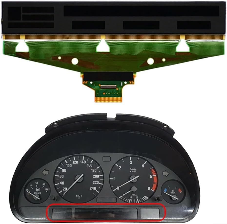 E39 E38 E53 Instrument Cluster Replacement LCD Display for -Series 7-Series For X5 (OEM 3231842/3231952), 12V Black Dashboard Gauge Panel