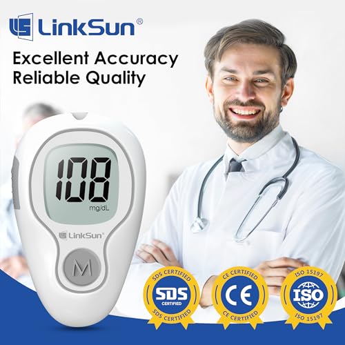 G-425-3 Blood Glucose Monitor Kit, 100 Test Strips, 100 Lancets, 1 Blood Sugar Monitor, 1 Lancing Device, Diabetes Testing Kit No Coding, Glucometer Large Display, Glucose Meter for Home Use