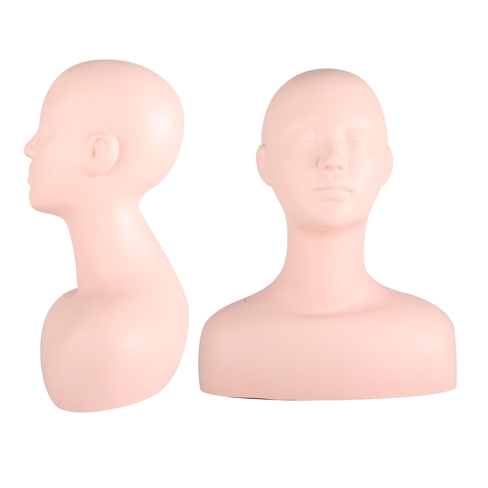 Asixxsix Schaufensterpuppe Kopf, 21.3in PVC Manikin Kopf Schaufensterpuppen mit Schulter Lebensgröße Multi-Funktion weiche Schaufensterpuppe Kopf Modell für Make-up, Friseure, Massage Praxi