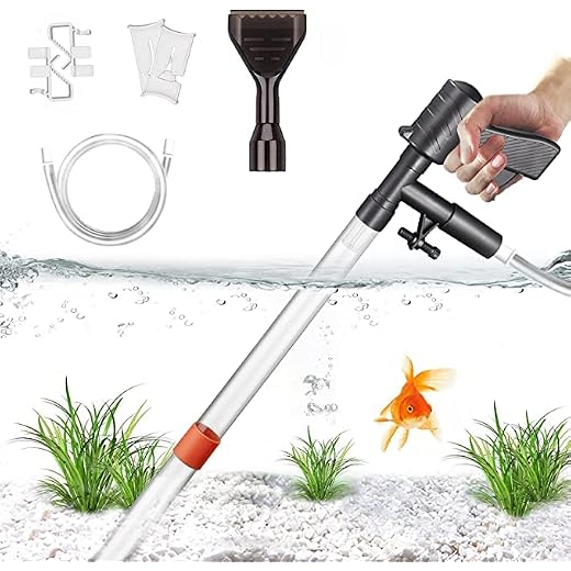STARROAD-TIM Fish Tank Gravel Cleaner Newly Upgraded Fish Tank Water Changer with Air Pressure Button Long Nozzle Water Flow Controller for Fish Tank Cleaning Gravel and Sand