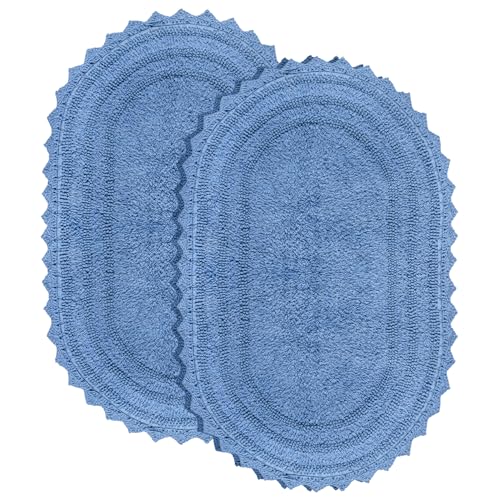 RAJRANG Parisian Blue Bathroom Rug Oval 24x17 Inches Pack of