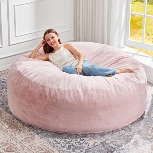 Image of Hobestluk Bean Bag Chair for Adult Giant Beanbag with Filler Pink 5FT | Breathable Material Removable Machine Washable Cover Memory Foam Living Room Bedroom Reading Gaming Oversized Large Big