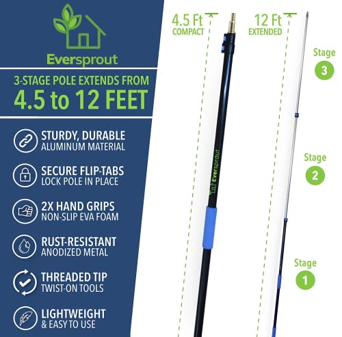Image of EVERSPROUT 5-to-13 Foot Boat Hook & Scrub Brush Kit | 3-Stage Lightweight Telescopic Extension Pole | Soft-Bristle Deck Brush with Built-in Bumper Prevents Scratching | Durable Floating Design
