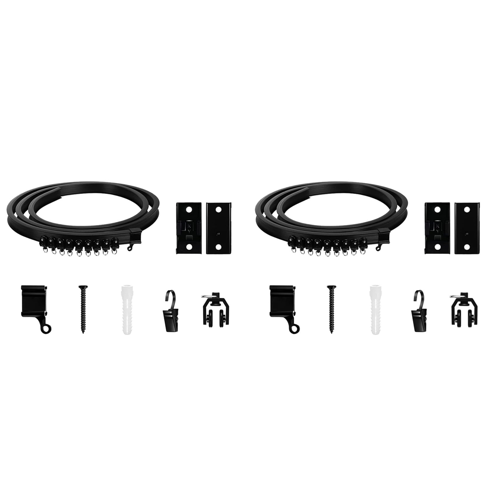 Hndhbfgrt 2X Flexible Bendable Curtain Track, Ceiling Wall Mounted, Black Curved Heavy Duty RV Sliding Curtain Track 2Meter
