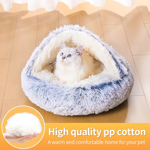 YIHANLZ cat beds for indoor cats Cat Calming Bed Donut Cuddler Nest Warm Soft Plush Cat Cushion with Cozy Sponge Non-Slip Bottom for Small Medium Pets Snooze Sleeping Indoor (Plush - Image 2