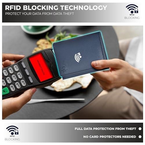 Image of Clifton Heritage RFID Leather Trifold Wallets for Men - Handmade Slim Mens Wallet Credit Card Holder with ID Window