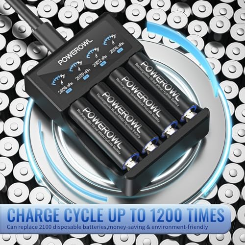 POWEROWL Akku AA 2800mAh AA Akku Wiederaufladbare 16 Stück (Geringe Selbstentladung, 1200 Zyklen) 1.2v NI-MH Wiederaufladbar AA Batterien (16AA) 4