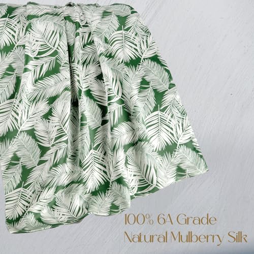 ZIMASILK 100% Pure Mulberry Silk Pillowcase for Hair and Skin Health,Both Sides 19 Momme Silk Floral Print,1pc (Standard 20''x26'',White Leaves)