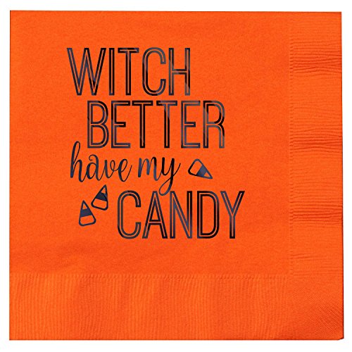 Spooktacular Halloween Beverage Cocktail Napkins - Set Of 30 Assorted Paper Napkins With Foil Designs #TOP1