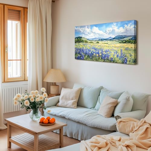 SERIMINO Nature Landscape Wall Art, Wilderness Meadow Wildflower Large Artwork, Rural Scenic Canvas Art Prints, Bright Natural Scenery Pictures Wall Decor Living Room Bedroom Rustic Farmhouse 20"X40"