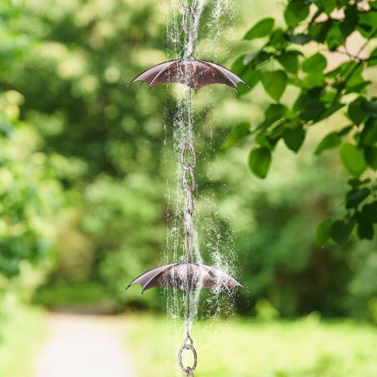 Miniatura 5 de Topadorn Cadena de lluvia decorativa de 6 pies, cadena de metal para exteriores, 72 pulgadas, para aleros de casa, jardín y hogar, cadenas de lluvia