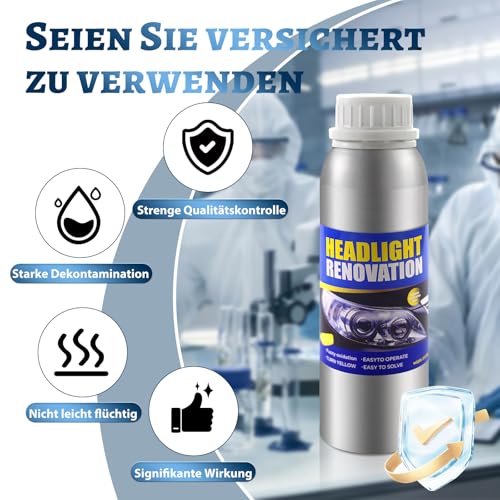 Qunbanty Kit Reparación Faros 200ML Pulido Faros Coche,Kit Pulir Faro,Kit Renovador Faros Coche,Kit Reparación Lentes Faros Coche,Kit de Herramientas Restauración Farospara Amarillear/Rayones/Grietas - imagen 3