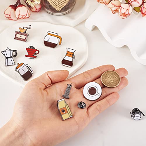 Image of Cheriswelry 10Pcs Coffeemaker Enamel Alloy Pins Cartoon Coffeemaker Shape Brooch Pins Cute Lapel Pins 12-27mm for Clothes Jacket Coat Bags Backpack Hats Scarf Decoration