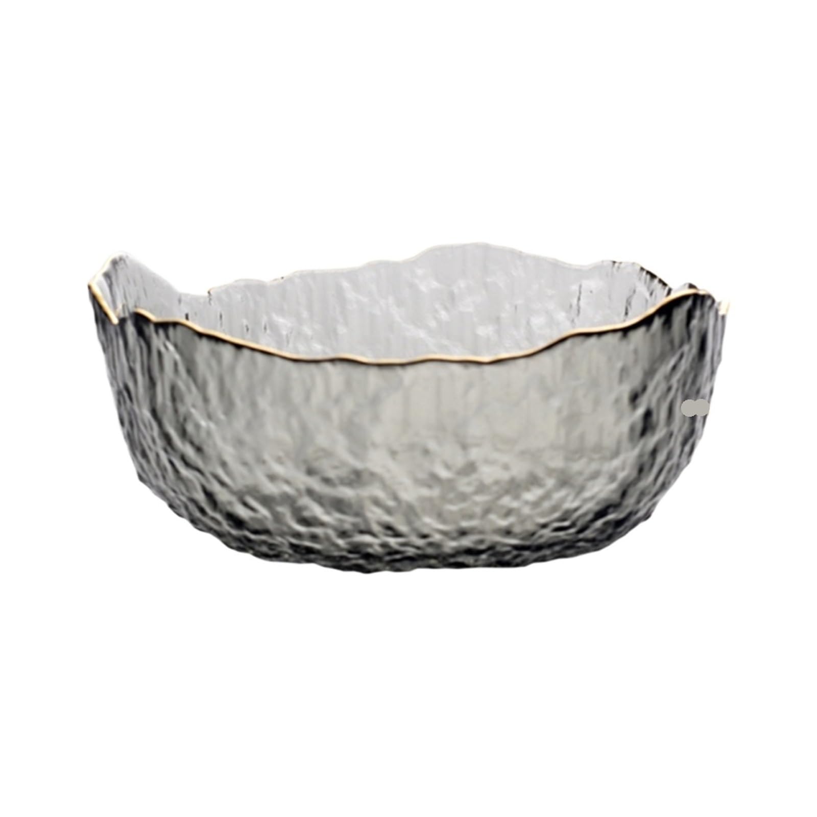 Saladier en verre gaufré, bordure irrégulière, bol à dessert, motif goutte de pluie (gris, 20 cm)