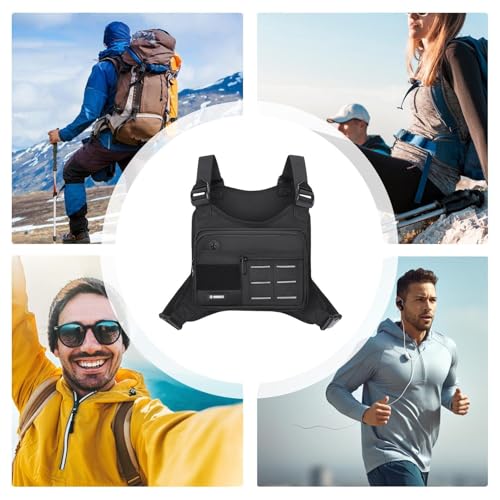 Bolsa de pecho negra para running viajes y senderismo en montaña 4