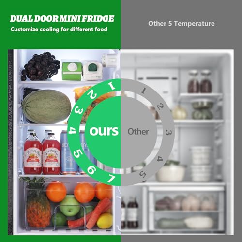 DEMULELR 4.5Cu.ft Refrigerator with Freezer Two Door Fridge with Removable Glass Shelves, Crisper Drawer & Extra Drink Space, LED Light, Apartment Size Fridge for Dorm Silver - Image 5