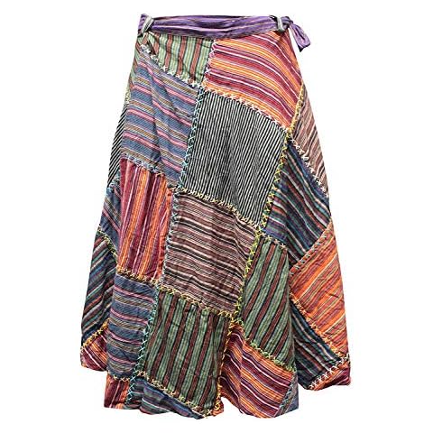 SHOPOHOLIC FASHION Gewickelt Rund Hippie Fest Patchwork Boho Langer Rock Cover