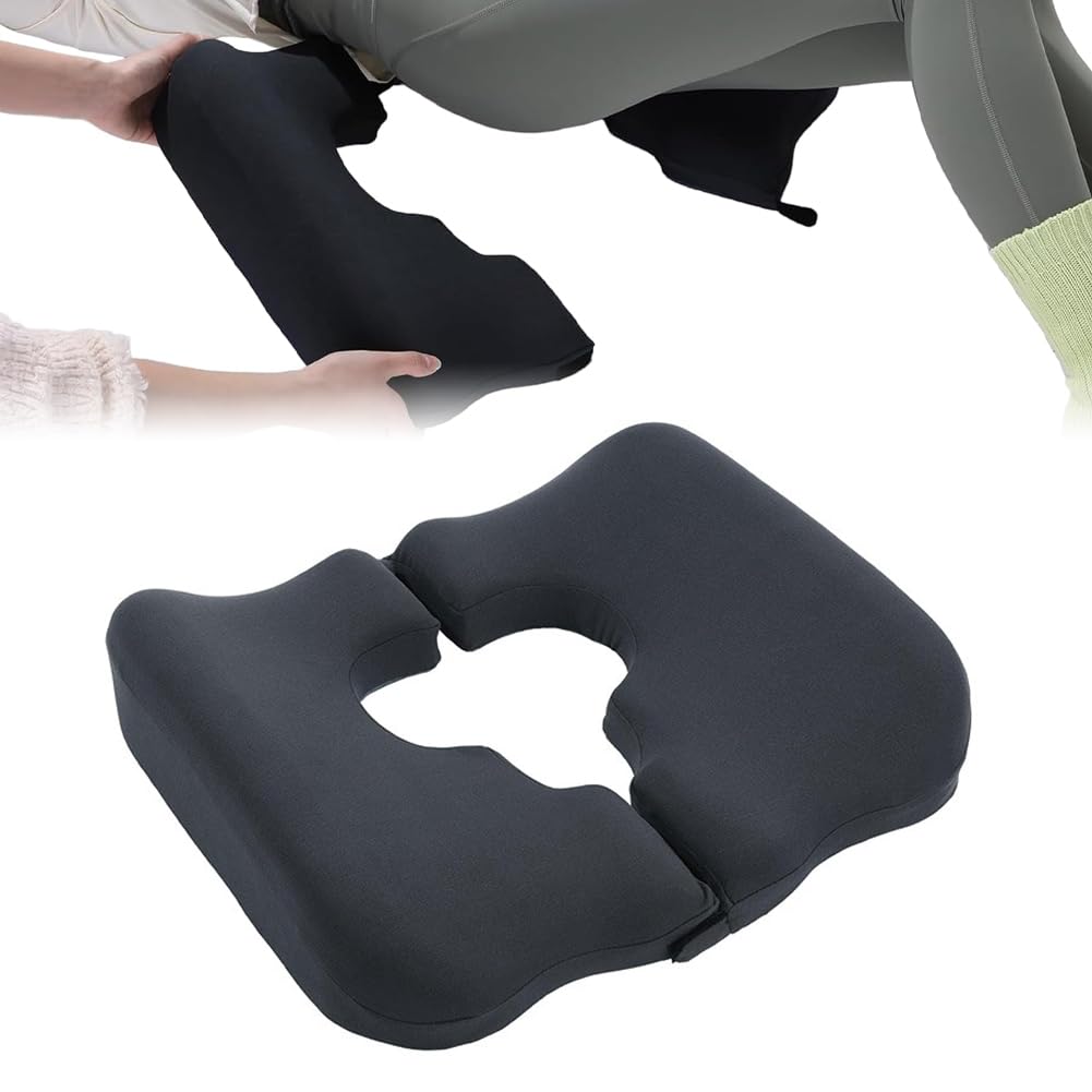 Cojín ortopédico de espuma viscoelástica con forma de T – Cojín ergonómico para el coxis para aliviar la presión para sentarse durante largos períodos de tiempo en la oficina, el coche, la