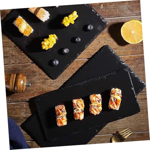 Plato rectangular de pizarra 30x10 cm para sushi y postre miniatura 6