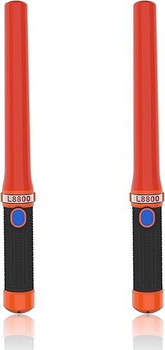 Bastones LED de control de tráfico de 16 pulgadas, varita de tráfico de señal con 2 pilas C de celda seca (no incluidas), varita de seguridad de