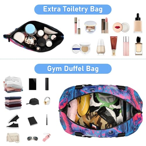 Blue Fish Duffel Bags Sports Gym Tote Bag with Adjustable Strap for Business Trips Large Capacity4