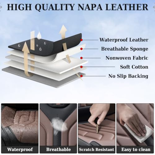 Coverado Seat Covers, Car Seat Covers Front Seats, Leather Seat Covers for Cars, Automotive Seat Covers Car Seat Protector Car Seat Cushion Universal Fit for Most Sedan SUV Pick-up Truck(Black&Coffee) by Coverado - Used condition - Image 8