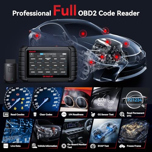 iCarsoft CR Max BT (Enhanced) Wireless Bidirectional Diagnostic Tool, ECU Adaptation/Teach-in, 49+ Reset All System Touchscreen Battery Registration ECU Coding OBD2 Scanner with 38Pin + 20Pin Adapter