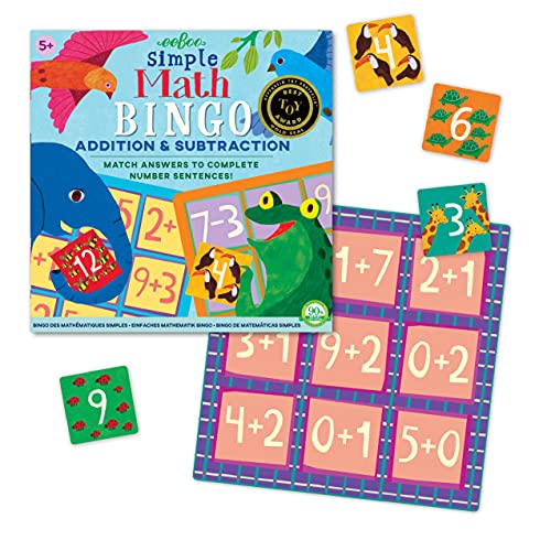 Image of eeBoo: Simple Math Bingo Game for Kids Ages 5+, Addition & Subtraction Learning Game That Builds Skills & Conversation