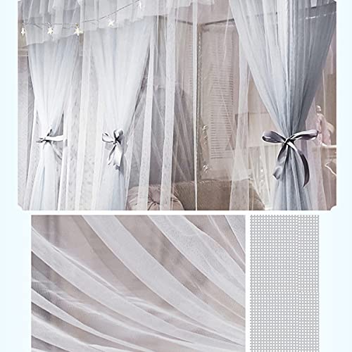 Moustiquaire de lit de luxe style princesse grand lit bleu chic - 7