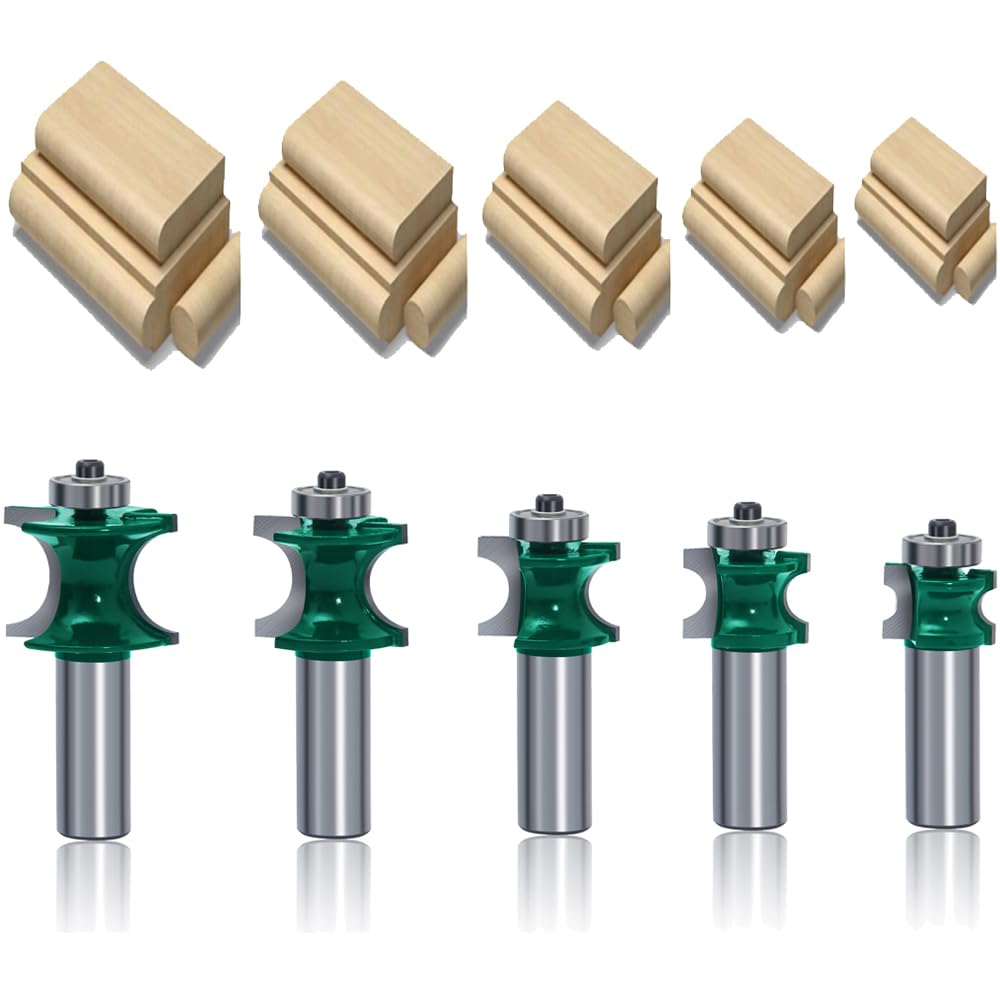 LEATBUY Router Bit Set - 5 Piece Woodworking Edge Shaping -9