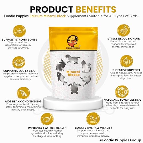 Image of Foodie Puppies Natural Mineral Block for Birds - 5 Pieces (250g) | Beak Care, Digestive Support, Strong Bones & Feather Growth | Ideal for Canary, Finch, Budgie, Lovebird, Cockatiel, Parrot & Parakeet