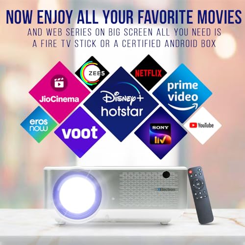 Image of XElectron C9 Pro Full HD 1080p Native Resolution Projector with FTS | 200 inch Screen | 10500 Lumen (Best in Segment) | Inbuilt Speaker | Bluetooth, HDMI, VGA, AV, USB, Audio Out