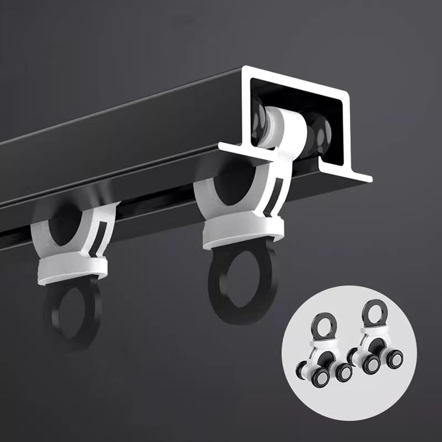 Ceiling Mount Metal Curtain Rod Rail, Basement Silence Curtain Track, Hidden Curtain Pole for Windows/Room Divider(Black,3.4m/11.2ft)