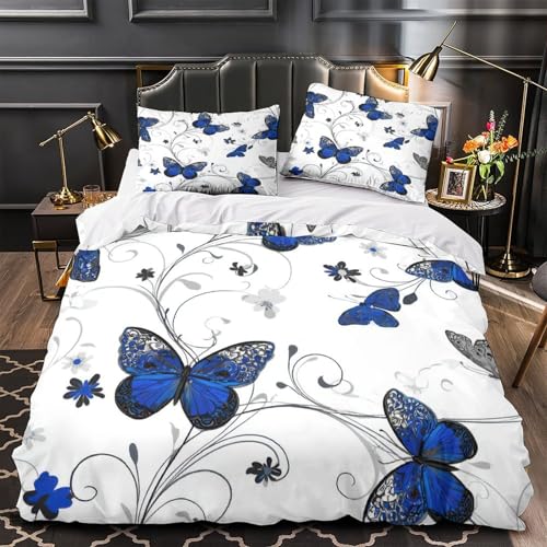 Housse de couette papillon bleu anti-plis et ultra douce pour le lit simple de votre enfant - 2