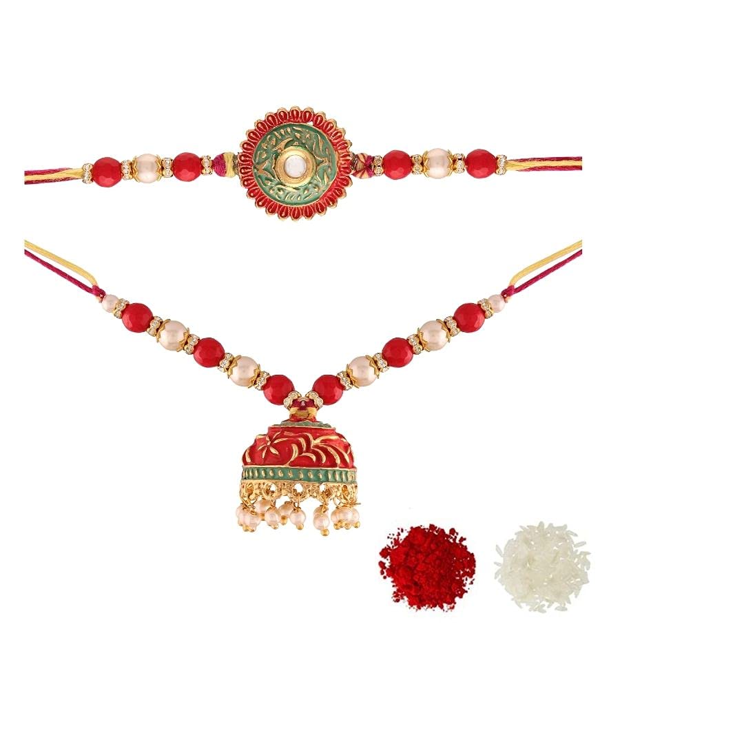 I Jewels Ethnic Meenakari Pearl Bhaiya Bhabhi Lumba Rakhi Bracelet Combo Set With Roli Chawal & Rakshabandhan Card For Unisex Adult (R049-Co) (B0999238Z5) Amazon Price History, Amazon Price Tracker