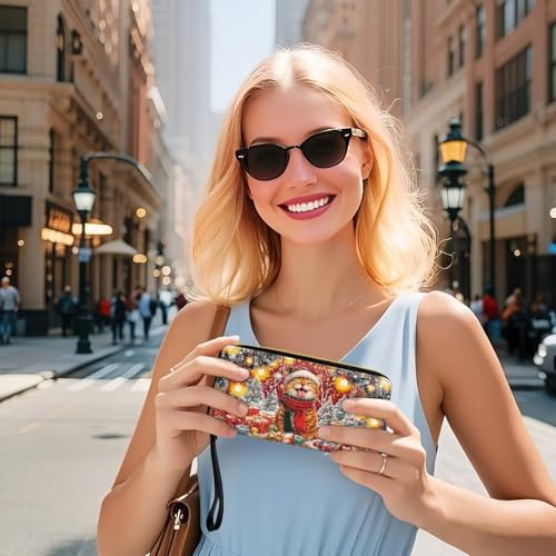 Image of Bulopur Christmas Cat Wallet Purse for Women's Wallet RFID Blocking Credit Card Holder Large Capacity Wristlet Leather Wallets Purse Christmas Gifts for Mom Girlfriend
