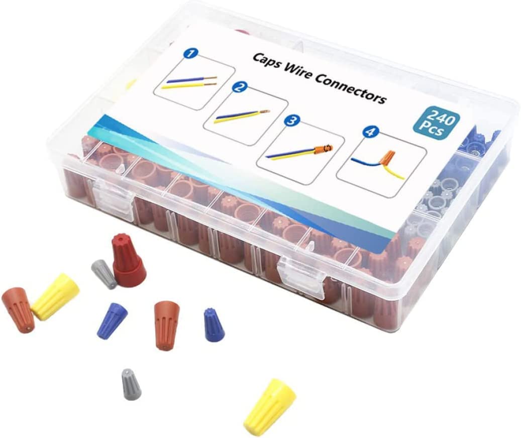 Viti filettate, set di viti, connettori for cavi elettrici Terminali a vite Kit di connettori a torsione facile con inserto a molla Dadi a torsione Cappucci Connessioni Assortimento Set 240 pezzi