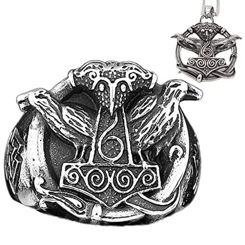 Bagues uniques avec collier pendentif de style viking aux détails ethniques et ciselés