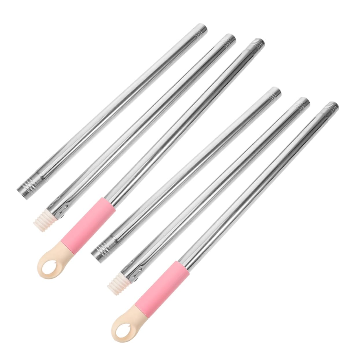 SOLUSTRE 2sets Stainless Steel Mop Handle Section Design for Versatile Floor Cleaning Home Office Kitchen and Restaurants Compatible Various Mop Types