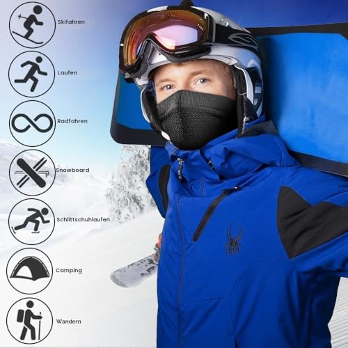 WTACTFUL Schlauchschal Herren Halbe Sturmhaube Motorrad Halstuch Herren Halswärmer Ski Mask Skimaske Halsschlauc Neck Gaiter Motorrad Gesichtsmaske für Winter Laufen Skifahren Snowboarden Alle Schwarz