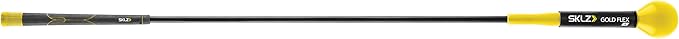 SKLZ Gold Flex Golf Swing Trainer and Warm-Up Stick - Essential Golf Accessories for Golfers, 48"/40” Golf Equipment for Distance, Balance Building, Power & Grip Training, Portable & Course-Legal