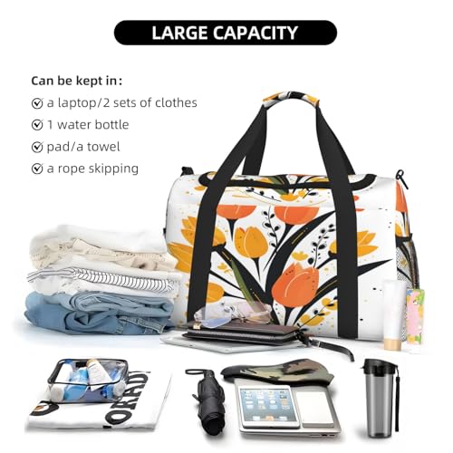 Tulip Flower Travel Duffel Bag with Strap Multi Pockets Sports Bag Handbag Large Shoulder Bag for Gym Weekend Fitness Camping3