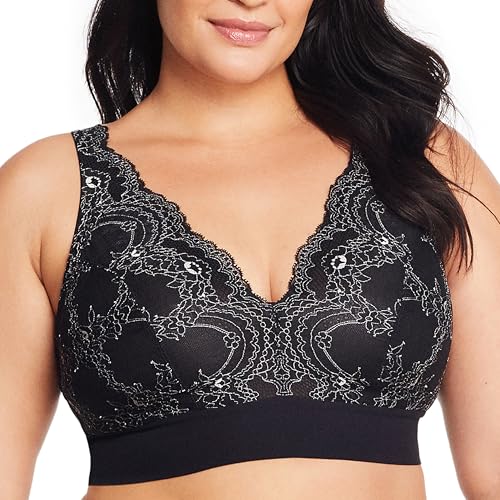 Image of Glamorise Women's Lace Plunge Bralette Wirefree #7013