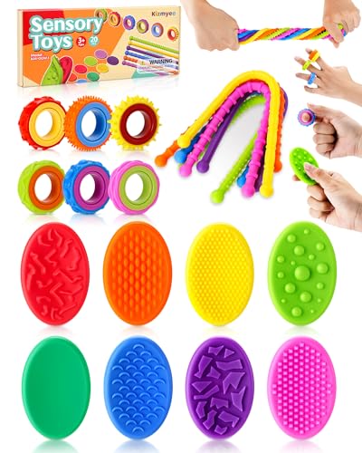 Kizmyee 20 Stück Fidget Toys Set, Stress Spielzeug für Kinder und Erwachsene, Sensorik Spielzeug für Anti Stress, Angst, Adhs & Autismus, Kindergeburtstag gastgeschenke