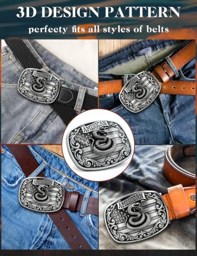 Image of Turquoise Belt Buckle for Men Western Texas Longhorn Bull Rodeo Belt Buckle American Cowboy Chic Gift