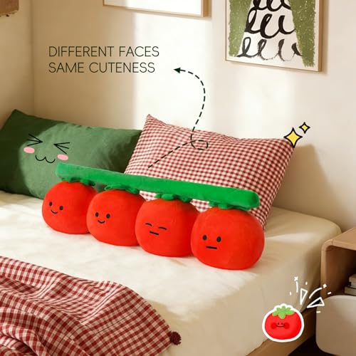 Image of LANPU Tomato Throw Pillow, Soft Plush Fruit Cushion for Sofa, Bed and Couch