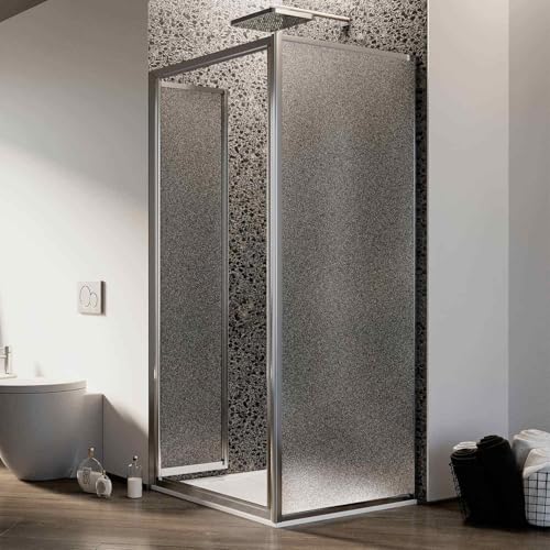 Box Doccia Angolare 75X75Cm H185 Cristallo Stampato C Fisso+Saloon 2 Ante Battente 75 Mod. Clint - 4